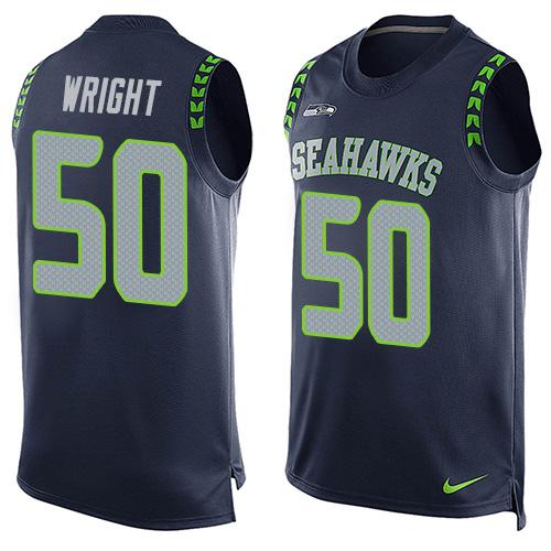 Nike Seahawks #50 K.J. Wright Steel Blue Team Color Men's Stitched NFL Limited Tank Top Jersey